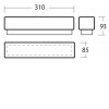 FLORA 2 LED-1L27C03DU12/125 9W IP43 Nástěnné svítidlo, základna polykarbonát PC, povrch bílá, difuzor sklo triplex opál, LED 9W, 1120lm, neutrální 4000K, 230V, do koupelny IP43, tř.2, 310x93x85mm náhled 5