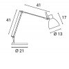 MIDA STOLNÍ lampa Stolní lampa, materiál hliník, povrch chrom, pro žárovku 1x40W, E27, 230V, IP20, tř.2, dvě ramena 410 + 410mm, hlavice d=130mm, vypínač na kabelu náhled 2