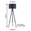 RURIK Stojací lampa, těleso kov černý a dřevo tmavé, stínítko textil šedá, 1x20W, E27, 230V, IP20, tř.2, rozměry d=538mm, h=1530mm, vypínač na kabelu. náhled 2