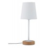 STELLAN Stolní lampa, těleso kov bílá a dřevo světlé, stínítko textil bílá, 1x20W, E27, 230V, IP20, tř.2, rozměry d=155mm, h=400mm, vypínač na kabelu. náhled 1