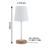 STELLAN Stolní lampa, těleso kov bílá a dřevo světlé, stínítko textil bílá, 1x20W, E27, 230V, IP20, tř.2, rozměry d=155mm, h=400mm, vypínač na kabelu. náhled 2