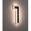 LED House number Venkovní nástěnné svítidlo - číslo 1, těleso nerez a plast, povrch černá, LED 0,2W, 6lm, teplá 3000K, napájení solární panel, baterie, výdrž 8 hod, 230V, IP44, tř.3, rozměry 230x80x32mm. náhled 3