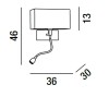 BELZIG WL III Nástěnné svítidlo, základna kov, povrch chrom lesk, stínítko textil bílá, pro žárovku 1x40W, E14, bodovka nastav směr svícení LED 1W, teplá 3000K, 90lm, 360x460x300mm, vč vypínače na tělese vlevo. náhled 2