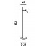 BERNAU Stojací lampa, nastavitelný směr svícení, těleso kov, povrch černá, difuzor plast opál, LED 3W, 180lm + 10W, 620lm, teplá 3000K, 230V, IP20, rozměry d=250mm, h=1520mm. náhled 4