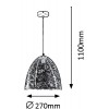 MANORCA, lustr Závěsné svítidlo, těleso kov, stínítko kov, povrch černá, pro žárovku 1x40W, E27, 230V, IP20, tř.1. rozměry d=270mm, včetně závěsného kabelu  h=1100mm, lze zkrátit náhled 2