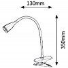 JEFF Stolní lampa s klipem, skřipcem, těleso plast, povrch bílá, flexibilní rameno, LED 4,5W, 330lm, teplá 3000K, 230V, IP20, tř.1. rozměry l=130mm, h=350mm náhled 5