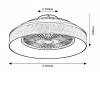 BENICIO Stropní ventilátor s osvětlením, těleso kov, stínítko textil šedá, LED 35W, CCT přepín teplota teplá 3000K - denní 6000K, 1050lm stmív.dálk. ovl., 230V, IP20, rozměry d=525mm, h=220mm. náhled 6