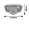 LARISHA Stropní stropní svítidlo, základna kov, povrch chrom, křišťálové skleněné ověsy, pro žárovku 6x40W, G9, 230V, IP20, tř.1, rozměry d=450mm, h=200mm. náhled 2