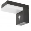 LINARIA 6W, 3,7V, IP44 Nástěnné venkovní svítidlo, senzor pohybu, záběr 90°, dosah 8m, těleso kov, povrch černá, dif plast opál, LED 6W, neutrální 4000K, 450lm, napájení 3,7V baterie, IP44, tř.3, rozměry 95x125x165mm. náhled 1