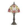ABRA 1x40W E14 Stolní lampa, základna kov, povrch mosaz antická zašlá, difuzor sklo vitráž motiv květin, pro žárovku 1x40W, E14, 230V, IP20, tř.1. rozměry d=200mm h=350mm náhled 1