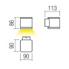 BETA Nástěnné venkovní svítidlo, těleso kov, povrch tmavě šedá, kryt sklo, LED 2x6W,1412lm, neutrální 4000K, Ra82, 230V, IP54, tř.1, rozměry 90x90x121mm, svítí nahoru/dolů. náhled 5