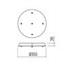 KANJI-LED Stropní krytka pro 5 kabelů, pro napájení svítidel, těleso kov, povrch kávová, 230V, tř.1, rozměry d=355mm, h=36mm, průměr otvoru pro kabel je 5mm náhled 4