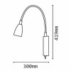 LOKE Nástěnné svítidlo bodové, těleso kov, povrch černá, LED 3W, teplá 3000K, 150lm, 230V v základně, IP20, základna d=80mm, flexibilní rameno husí krk, l=419mm, vypínač na základně náhled 6