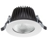 AMIGA R Vestavné, svítidlo, hliník, povrch bílá, sklo čiré, LED 8W, teplá 3000K, 580lm/cca jako 30W žár, vyzař úhel 40°, 230V, IP65, d=100mm, h=110mm, trafo 20x40x80mm náhled 3