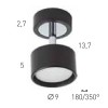 PIXIE Stropní svítidlo, nastavitelný směr svícení, těleso hliník, povrch černá, detaily chrom, pro LED 1x7W, GX53, 230V, IP20, tř.1, rozměry hlavice d=90mm, h=50mm; l=137mm náhled 6