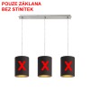 MORE Závěsné svítidlo, základna kov, povrch nikl mat, pro žárovku 3x42W, E27, 230V, IP20, tř.1, zákldana 600x80x24mm, závěs l=1200mm, lze zkrátit, pouze závěs BEZ stínítka náhled 5