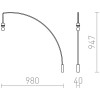 BEND Nástěnné svítidlo lampa, základna kov, povrch chrom lesk, pro žárovku 1x42W, E27, 230V, IP20, tř.1. rozměry rameno l=980mm, vč. vypínače, stínítko se prodává samostatně náhled 4