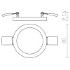 HUE R9 LED Stropní vestavné svítidlo, základna kov, rámeček bílá, difuzor plast opál, LED 1x6W, teplá 3000K, 540lm, Ra80, 230V, IP20, tř.2. rozměry d=90mm h=9mm náhled 7