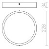 HUE R22 LED Stropní přisazené svítidlo, základna kov, rámeček dřevo ořech tmavý, difuzor plast opál, LED 22W, teplá 3000K, 2160lm, Ra80, 230V, IP20, tř.2. rozměry d=228mm h=34mm náhled 7