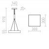 LARISA Závěsné svítidlo, základna kov, povrch bílá, difuzor plast opál, LED 30W, 2400lm, teplá 3000K, 230V, Ra80, IP20, tř.2, rozměry 300x300mm, vč lankového závěsu l=970mm lze zkrátit náhled 5