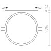 HUE R22 dimm LED Stropní vestavné svítidlo, základna kov, rámeček bílá, difuzor plast opál, LED 1x22W, teplá 3000K, 2160lm, Ra80, stmív TRIAC, 230V, IP20, tř.2. rozměry d=225mm h=9mm náhled 7