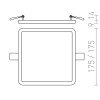 HUE SQ17 LED dimm Stropní vestavné svítidlo čtvercové, základna kov, rámeček chrom černá, difuzor plast opál, LED 1x18W, teplá 3000K, 1620lm, Ra80, 230V, stmív TRIAC, IP20, tř.2. rozměry 175x175x9mm náhled 6