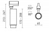 ZUMA Bodové svítidlo, těleso hliník, černá, LED 20W, 1500lm, plynule nastavitelný vyzařovací úhel 10 50°, teplá 3000K, Ra80, stmívatelné TRIAC, 230V, d=60mm, l=247mm, do 3F lišty NORDIC Aluminium, náhled 11