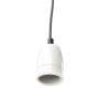 FABIO Závěsný kabel s objímkou, základna keramika, porcelán, kabel textilní, černý, pro žárovku 42W, E27, 230V, IP20, d=100mm, l=1800mm, lze zkrátit, pouze závěs BEZ stínítka náhled 3