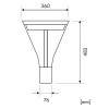 STRIA 40W Veřejné parkové osvětlení,, těleso hliník, povrch černá grafitová, krycí plast čirý, LED 40W, teplá 3000K, 4250lm, Ra80, 230V, IP66, tř.2, rozměry d=360mm, h=482mm, stožár SAMOSTATNĚ náhled 2