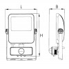 DICHRO 30W/50W, IP65, PIR Venkovní reflektor se senzorem pohybu PIR, nastav. směr svícení, základna hliník, povrch černá, difuzor sklo opál, LED 30W, teplá 3000K, 3300lm, Ra80, 230V, IP65,  tř.1. rozměry 134x65x180mm. náhled 2