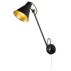 LIGHT ADJUSTABLE Nástěnná lampa, 1 rameno, nastavitelný směr svícení, těleso kov, stínítko kov, povrch lak černá mat se zlatými detaily, pro žárovku 1x7W, E27, 230V, IP20, tř.1. rozměry 550x140x160mm náhled 1