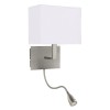 WALL LIGHT DUAL ARM AB - LED FLEXI ARM Nástěnné svítidlo, základna kov, povrch mosaz mat antická, stínítko textil bílá, pro žárovku 1x10W E27 + bodovka flexi rameno LED 1x3W, denní 6000K, 60lm, 230V, IP20, rozměry 200x260x260mm, vč. vypín náhled 3