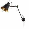 LIGHT ADJUSTABLE Nástěnná lampa, 2 ramena, nastavitelný směr svícení, těleso kov, stínítko kov, povrch lak černá mat se zlatými detaily, pro žárovku 1x7W, E27, 230V, IP20, tř.1. rozměry 730x140x340mm náhled 3