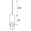 ASTINA 1x10W GU10 Závěsné svítidlo, těleso hliník a ocel, povrch bílá mat, stínítko sklo opál, pro žárovku 1x10W, GU10, 230V, IP20, tř.1,  rozměry d=70mm, h=200mm, vč závěs kabelu h=2500mm, lze zkrátit. náhled 4