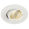 NEW TRIA DL LED VÝPRODEJ Vestavné, bodové svítidlo, výklopné +-30°, těleso hliník, povrch černá, LED 6W, teplá 2700K, 600lm, Ra80, vyzař 38°, vč trafa 230V/350mA na kab, tř.2, d=93mm, h=65mm náhled 2