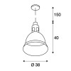 PARA 380 Závěsné svítidlo, těleso hliník, povrch hliník přírodní, pro žárovku 1x160W, E27, 230V, IP20, tř.1, d=385mm, h=400mm, závěsný řetěz l=1500mm, lze zkrátit náhled 6