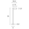 CRASHTIP Sloupkové, svítidlo, těleso hliník, povrch šedostříbrná, pro LED 1x11W, GX53, 230V, IP44, tř.1, h=750mm, 225x70mm, svítí dolů náhled 6