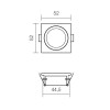 MT120 Vestavné stropní bodové svítidlo, těleso hliník, povrch broušenýt, difuzor polykarbonát, nastavitelný směr svícení, LED 1x1W, 67lm, neutrální 4000K, 230V, IP20, tř.1, rozměry 52x52x44 náhled 3