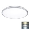 ELVIS 18W, 24W, IP54, CCT Stropní svítidlo, těleso kov, povrch stříbrná, dif plast opál, LED 18W/1530lm, 24W/2150lm, přepín. CCT teplá 3000K - denní 6500K, 230V, zvýš. krytí IP54, rozměry dle typu.