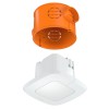 NANOTEX čidlo PIR COM1 PIR - kvalitní stropní vestavný detektor přítomnosti, záběr 360°/180°, dosah 4/4m, čas sepnutí 1-15min, soumrak 10-1000lx, COM1, max.1000W, teplotní rozmezí 0/+40°C, 230V, IP20, 80x80x55,1mm náhled 2