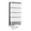 HARESTI LED 1x7,5W čidlo PIR Nástěnné venkovní svítidlo, PIR senzor, záběr 180°, dosah 10m, čas 8s-35min, soumrak 2-2000lx, plast šedá, LED 1x7,5W, teplá 3000K, 570lm, 230V, IP44, tř.2. tepl -20+50, rozměry 305x165x81mm náhled 3