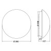 RS10L Stropní svítidlo, čidlo HF, záchyt 160°/380°, dosah 8m, čas 5s-15min, soumrak 2-2000lx, těleso plast, difuzor sklo opál, pro žárovku 1x75W, E27, 230V, do koupelny IP44, tř.2, rozměry 280x280x110mm náhled 2