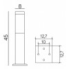 LORI SMALL Sloupkové venkovní svítidlo, těleso nerez, povrch černá, difuzor plast opál, pro žárovku 1x40W, E27, 230V, IP44, rozměry 450x80mm náhled 3