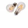 LED žárovka E27 FILAMENT Světelný zdroj, žárovka, tvar hruškový, sklo čiré, LED 8W, E27, 990lm, teplá 2700K, stmív. TRIAC, Ra80, 230V, životnost 25.000 hod, IP20, d=60mm, l=108mm. náhled 1