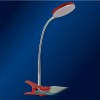 LUCY Stolní lampa s klipem, nastav směr svícení, husí krk, těleso kov, povrch červená, difuzor plast opál, LED 5W, teplá 3000K, 420lm, 230V, IP20, rozměry h=400mm. náhled 1