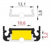 CHENO PROFIL 20x8mm Přisazený, stropní profil pro LED pásky, materiál hliník, povrch černý, max šířka LED pásků w=10mm, rozměry 20x8mm, l=2000mm náhled 10