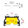 NAJA profil Vestavný, přisazený profil pro LED pásky, materiál hliník, povrch elox šedostříbrný mat, max šířka LED pásků w=12mm, rozměry 14,8x10,8mm, l=4000mm náhled 8