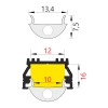 NAJA profil Vestavný, přisazený profil pro LED pásky, materiál hliník, povrch černý, max šířka LED pásků w=12mm, rozměry 14,8x10,8mm, l=4000mm náhled 9