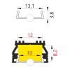 NAJA profil Vestavný, přisazený profil pro LED pásky, materiál hliník, povrch surový, max šířka LED pásků w=12mm, rozměry 14,8x10,8mm, l=4000mm náhled 10