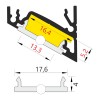 CHIMA profil 14 Přisazený, rohový profil pro LED pásky, sklon 60° nebo 30°, materiál hliník, povrch surový, max šířka LED pásků w=14mm, rozměry 24x19,4mm, l=4000mm náhled 9